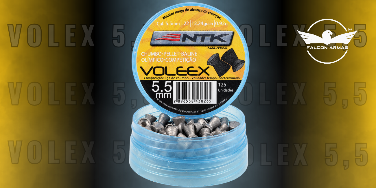 Chumbinho Voleex 5,5mm NTK com 250 Unidades para Carabinas de Press&atilde;o