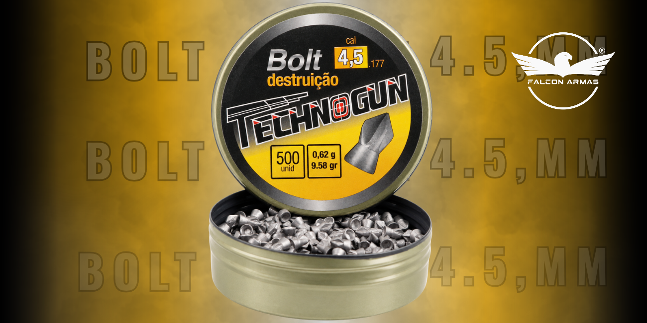Chumbinho Bolt 4,5mm Technogun com 500 Unidades para Carabinas de Press&atilde;o