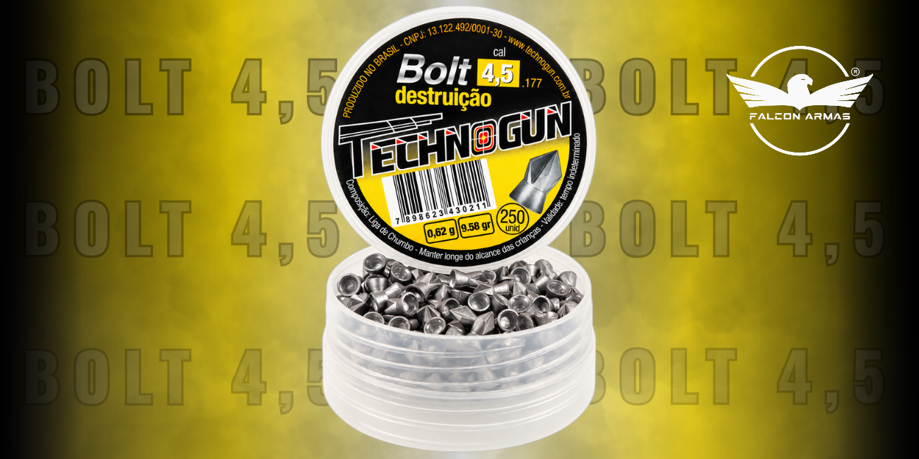 Chumbinho Bolt 4,5mm 250 unidades para Carabinas de Press&atilde;o