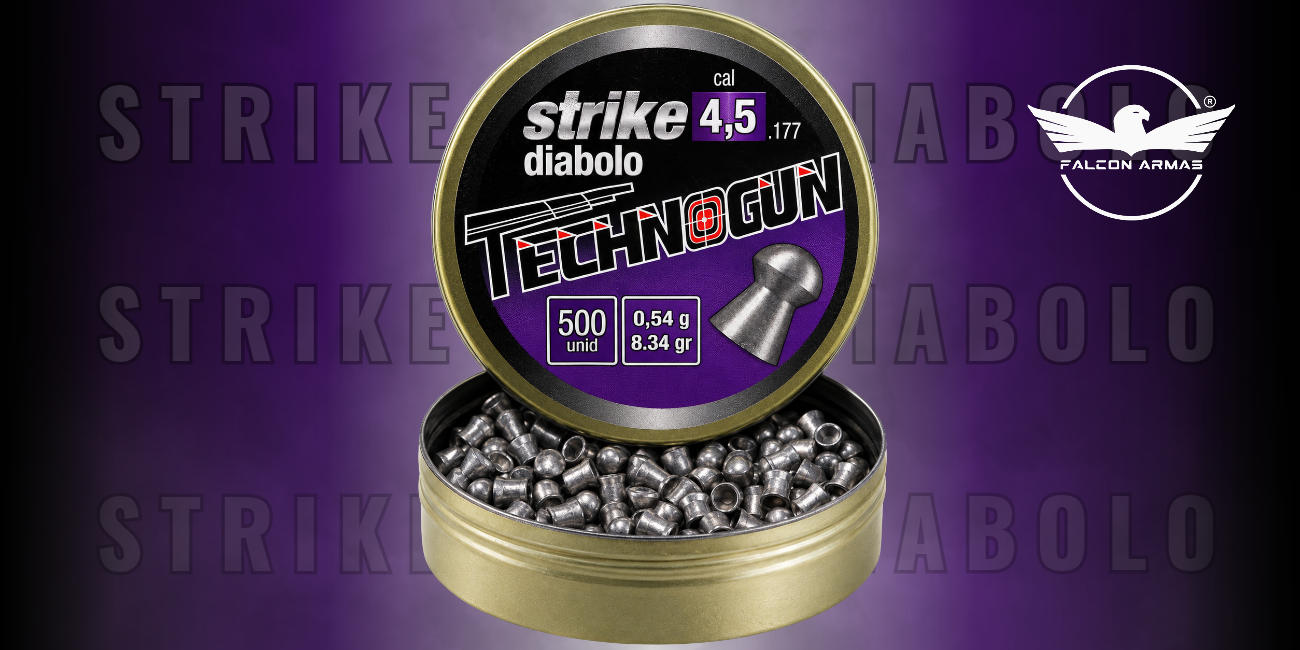 Chumbinho Strike Diabolo 4,5mm Technogun com 500 Unidades para Carabinas de Press&atilde;o