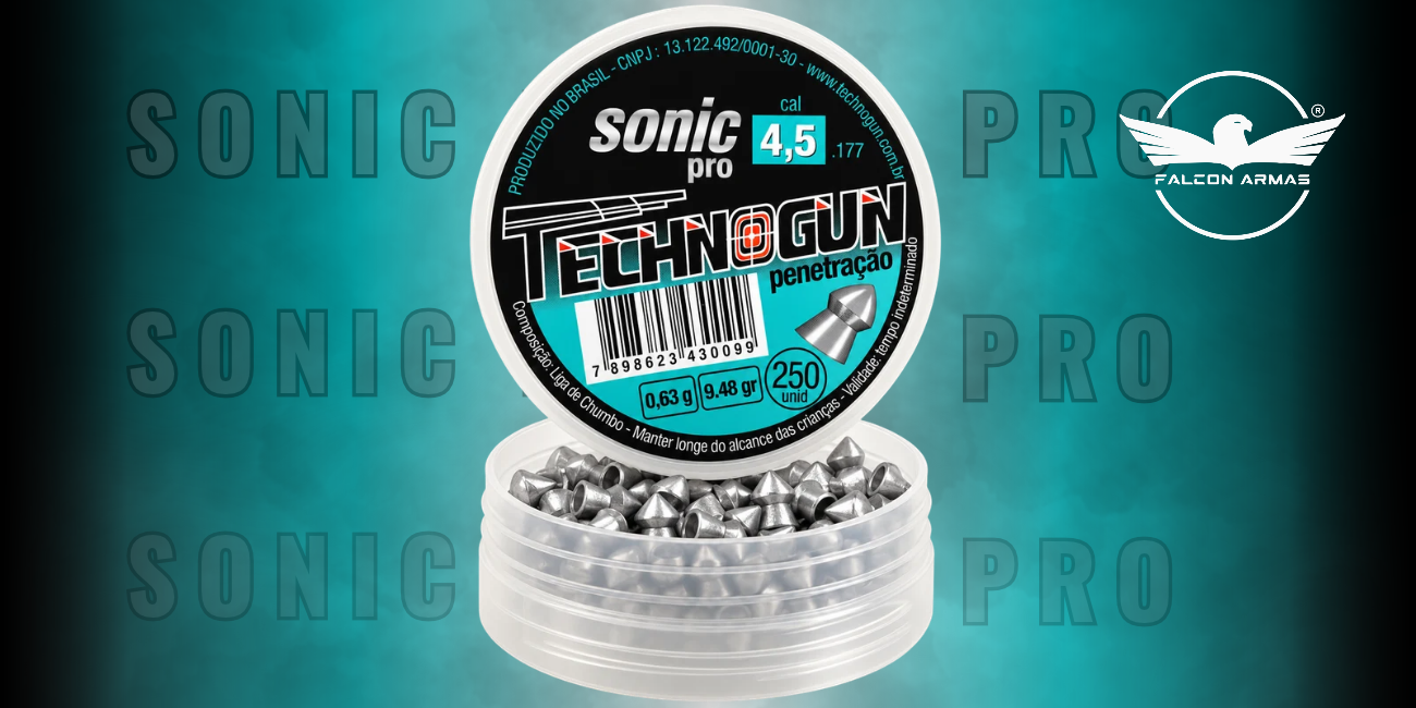 Chumbinho Sonic PRO 4,5mm com 250 Unidades para Carabinas de Press&atilde;o