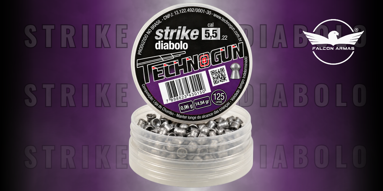 Chumbinho Strike Diabolo 5,5mm Technogun com 250 Unidades para Carabinas de Press&atilde;o