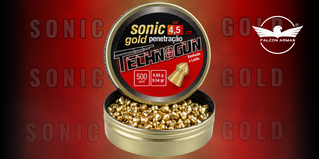 Chumbinho Sonic Gold 4,5mm Technogun com 500 Unidades para Carabinas de Pressão