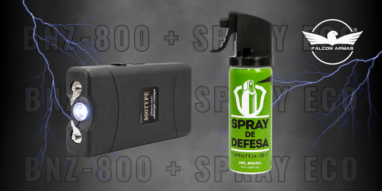 Aparelho de Choque BNZ-800 + Spray de Defesa ECO