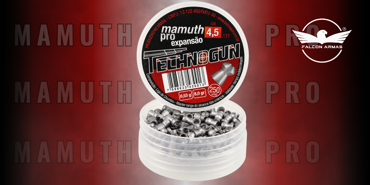 Chumbinho Mamuth Pro 4,5mm 250 unidades para Carabinas de Pressão
