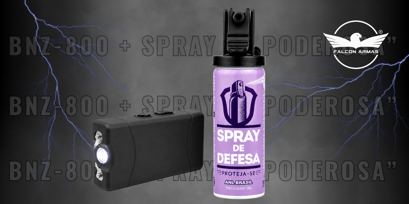kit de defesa pessoal: Aparelho de choque BNZ800 e Spray poderosa