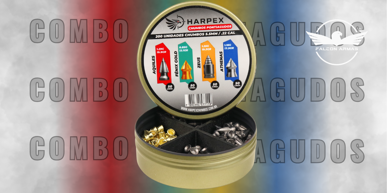 Chumbinho Harpex combo pack Pontiagudos para Carabinas de Press&atilde;o
