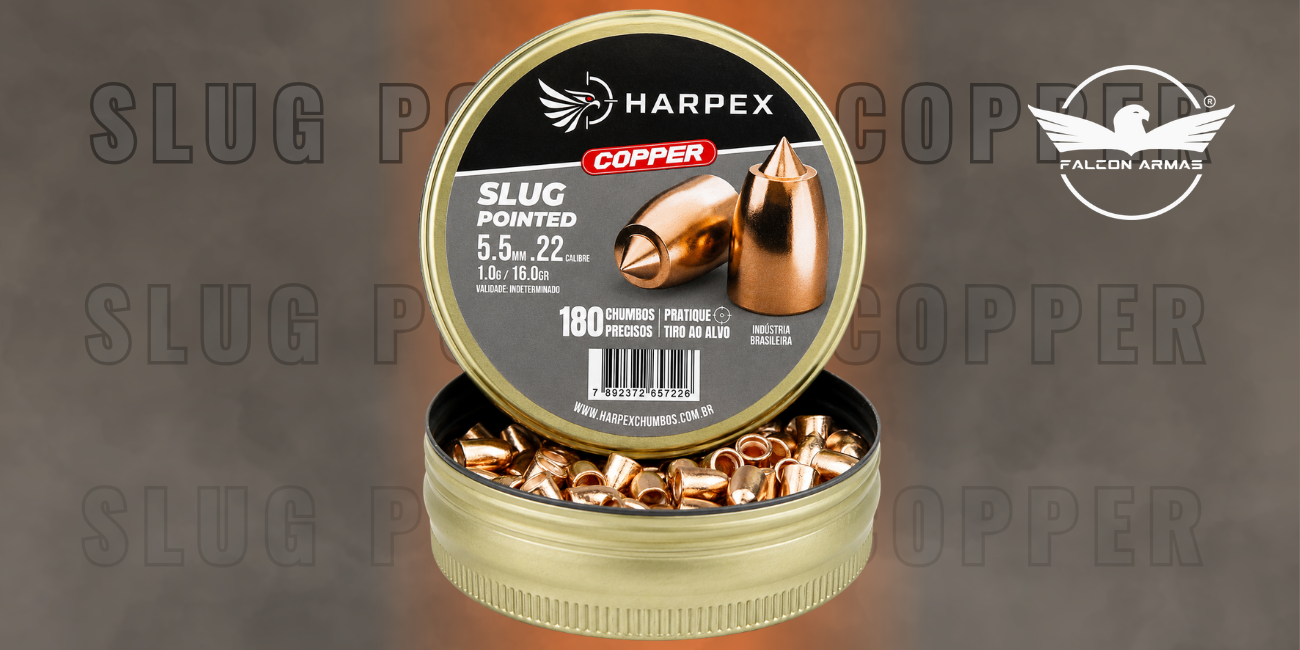Chumbinho Slug Cobreado Harpex Cal. 5,5mm com 180 Unidades