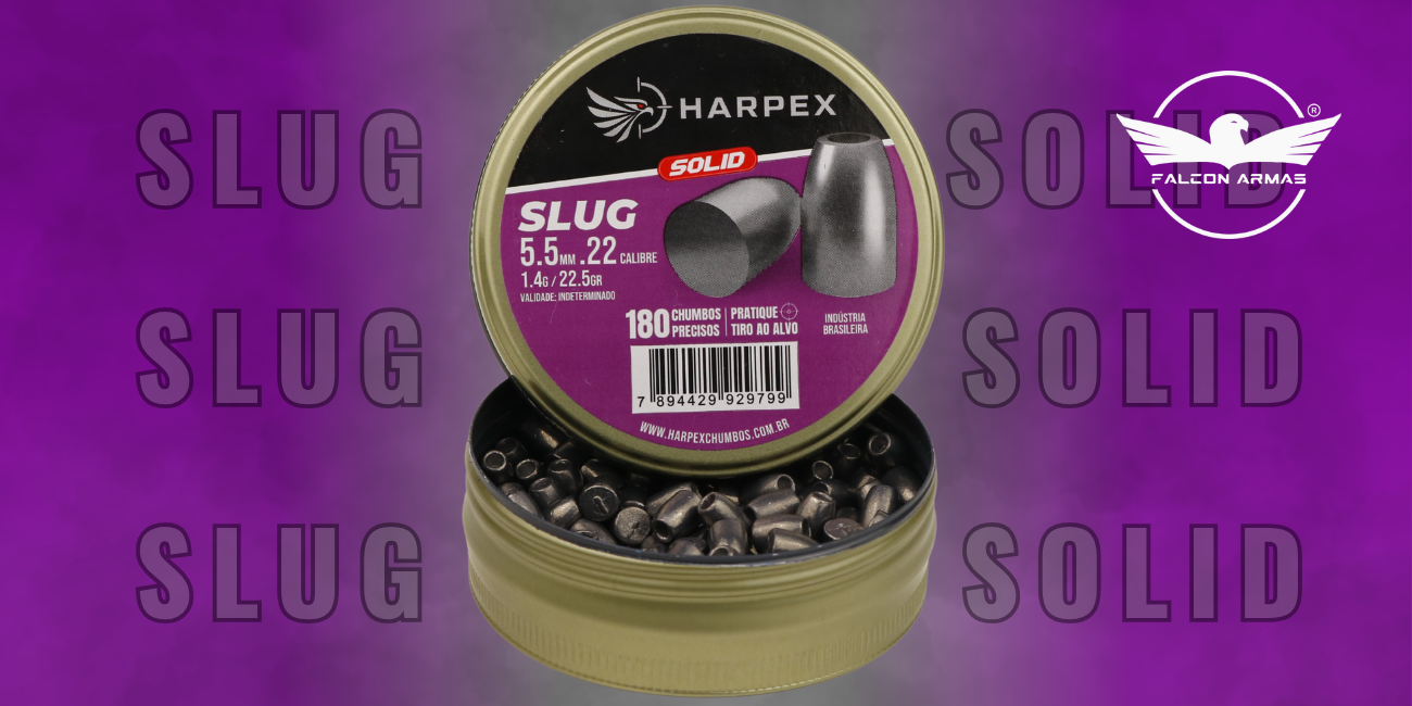 Chumbinho Slug Solid 5,5mm com 180 unidades para Carabinas PCPs