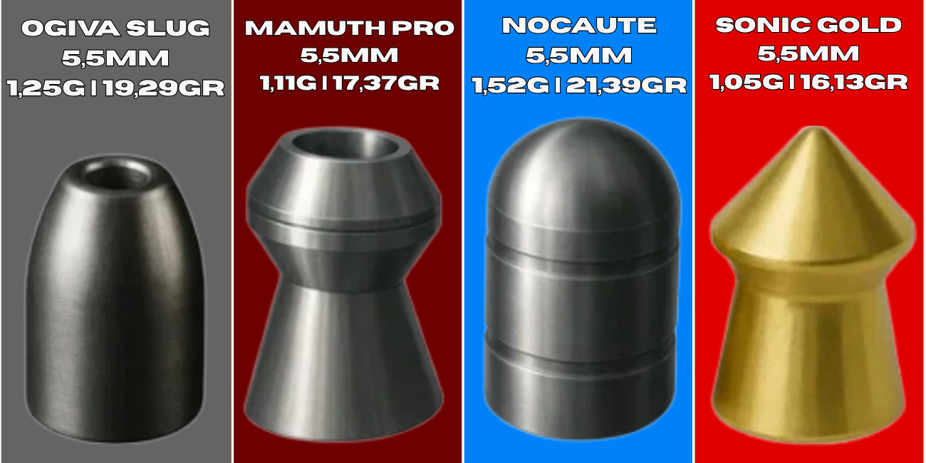 Chumbinho Ogiva Slug, Mamuth Pro, Nocaute Impacto e Sonic Gold