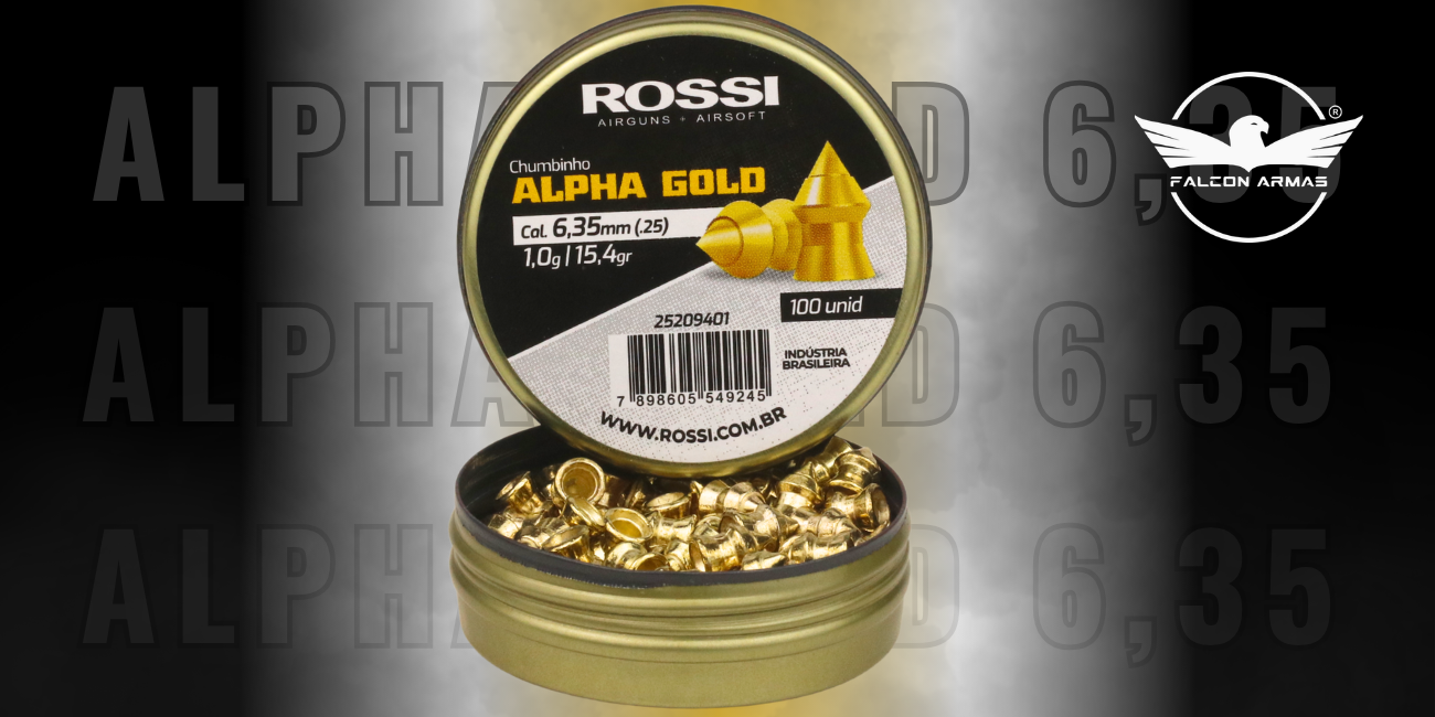 Chumbinho Rossi Alpha Gold 6,35 para Carabinas de Press&atilde;o