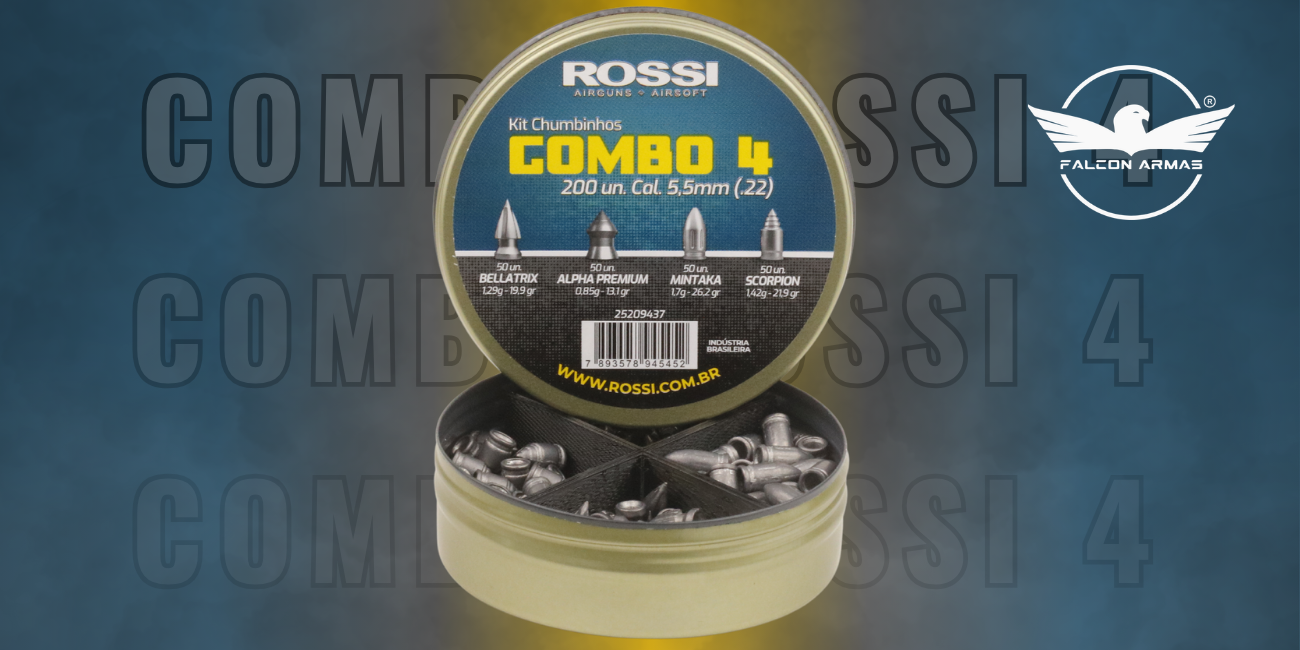 Chumbinho Combo 4 5,5mm Rossi para Carabinas de Press&atilde;o