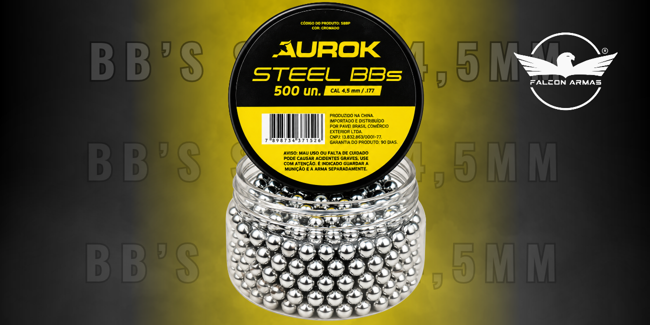 Esferas de A&ccedil;o Aurok 4,5mm com 500 unidades para Airguns