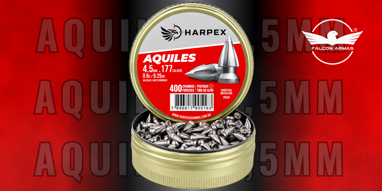 Chumbinho Aquiles 4,5mm harpex com 400 unidades para Carabinas de Pressão